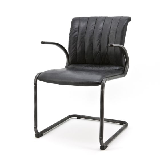 90088 Eetstoel Alex met armleuning, vintage zwart