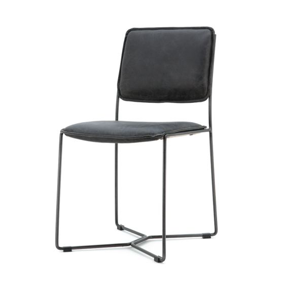 90056 Stoel Mees - Antraciet vintage leder