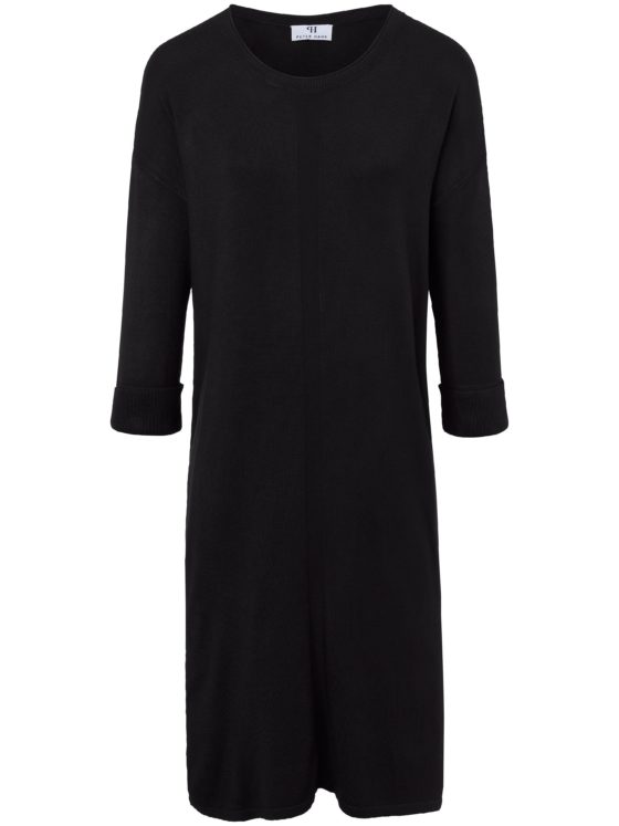 Gebreide jurk met 3/4-mouwen Van Peter Hahn zwart Kopen