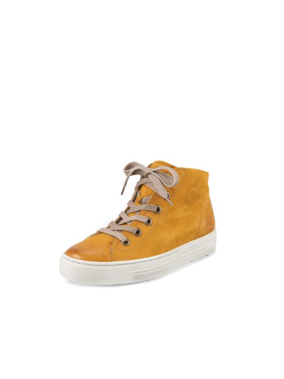 Enkelhoge sneakers van kalfsnubuckleer Van Paul Green geel Kopen