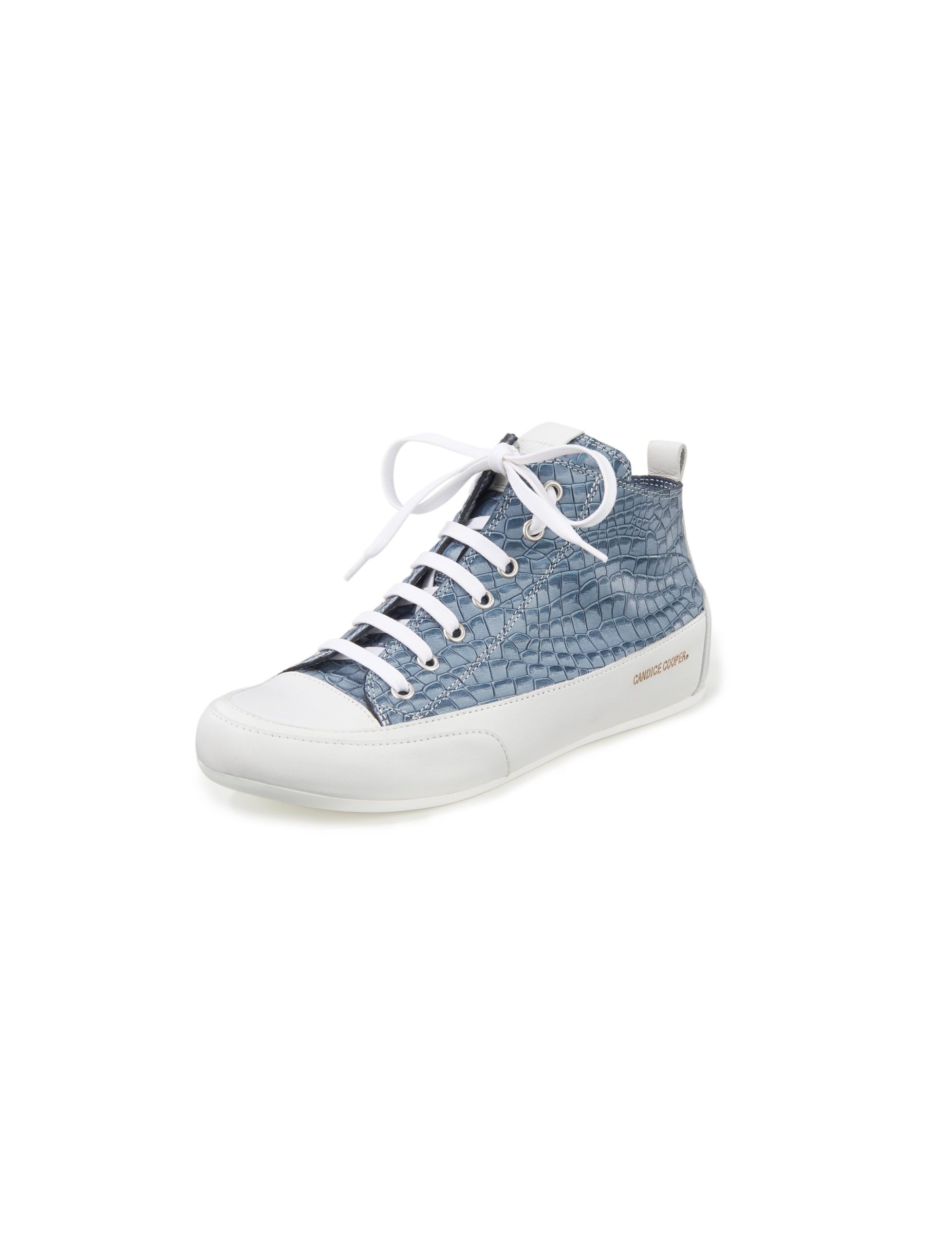 Sneakers Mid van kalfsnappaleer Van Candice Cooper blauw Kopen