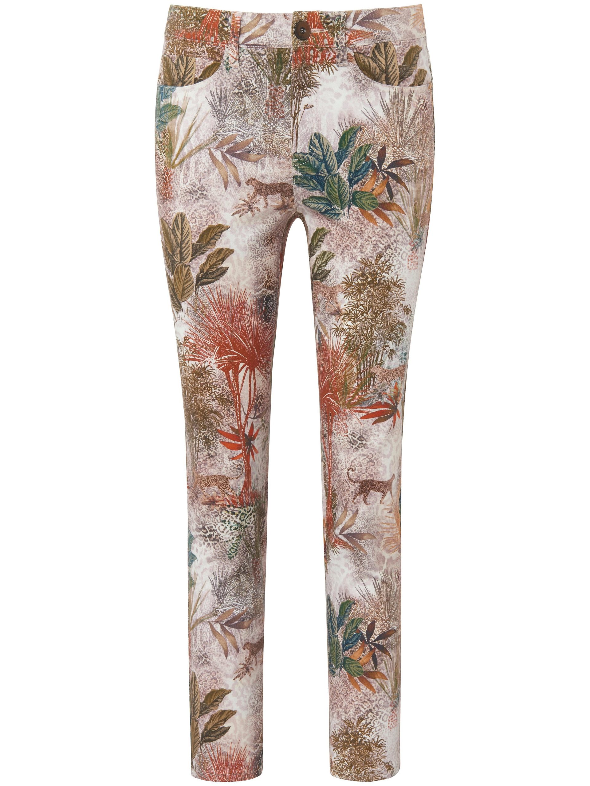 Enkellange broek pasvorm Barbara met jungleprint Van Peter Hahn multicolour Kopen