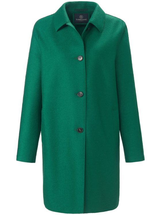 Lange jas van 100% scheerwol met knoopsluiting Van Schneiders Salzburg groen Kopen