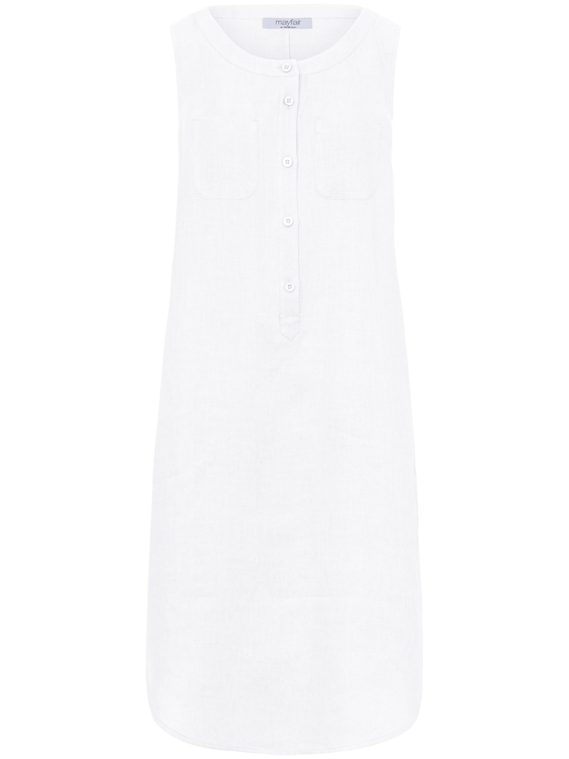 Mouwloze jurk van 100% linnen met ronde hals Van mayfair by Peter Hahn wit Kopen