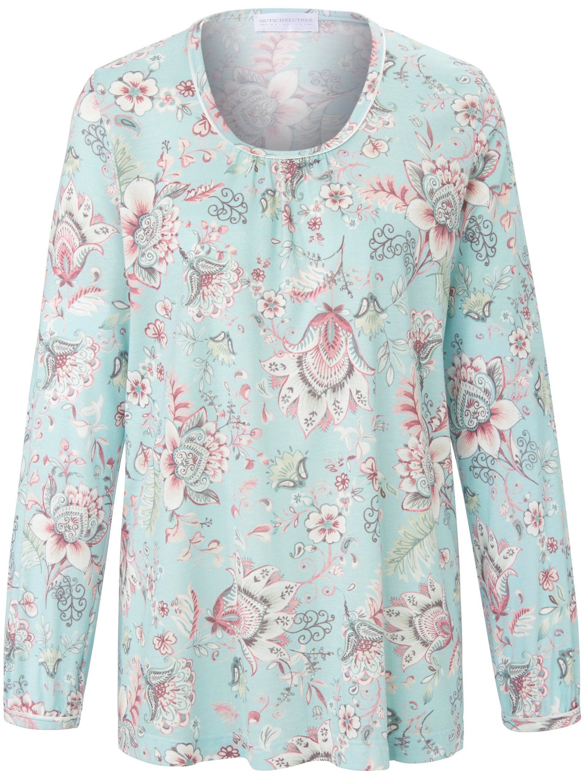 Pyjama met lange mouwen en bloemornamenten Van Hutschreuther turquoise Kopen