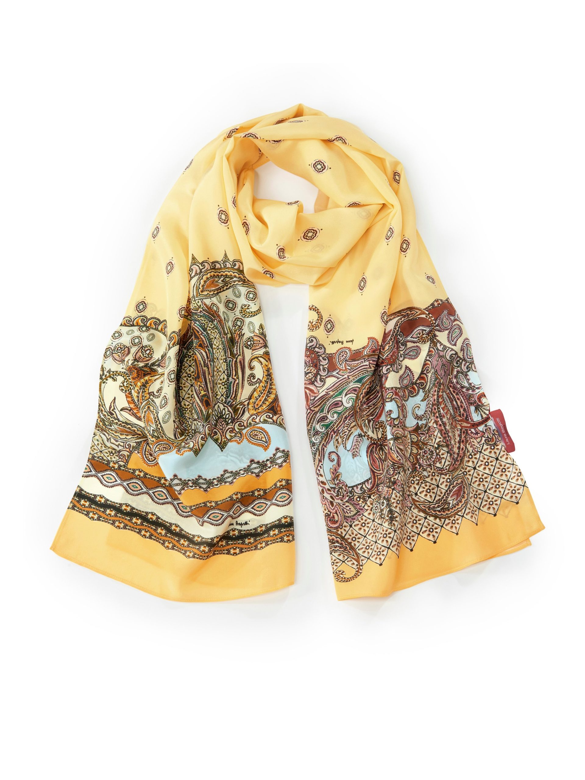 Sjaal van 100% zijde met randdessinprint Van Laura Biagiotti Roma multicolour Kopen