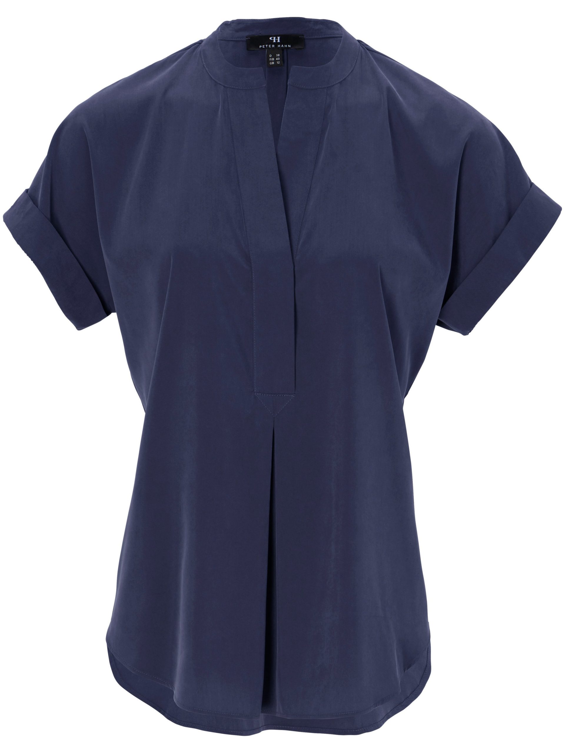 Shirtblouse met korte omslagmouwen Van Peter Hahn blauw Kopen