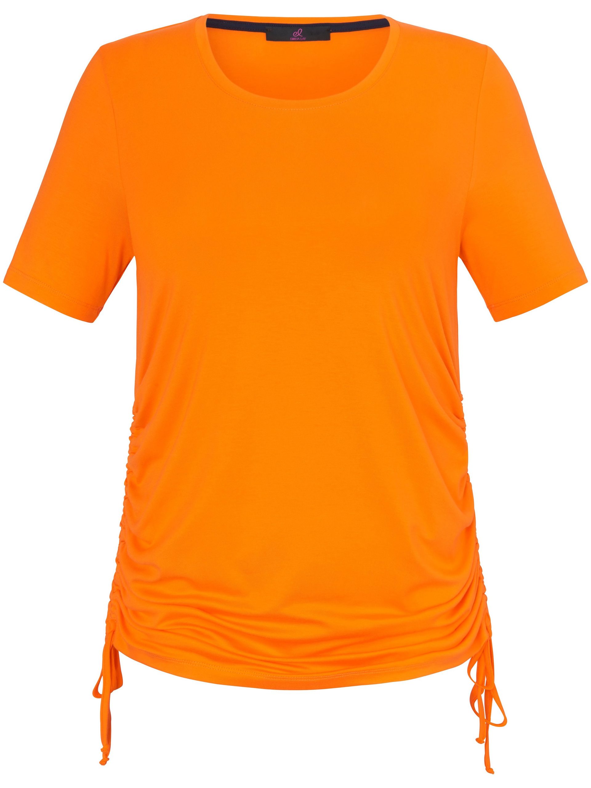 Shirt met korte mouwen en rijgkoordjes opzij Van Emilia Lay oranje Kopen
