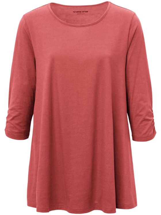 Lang shirt van 100% katoen met 3/4-mouwen Van Green Cotton rood Kopen