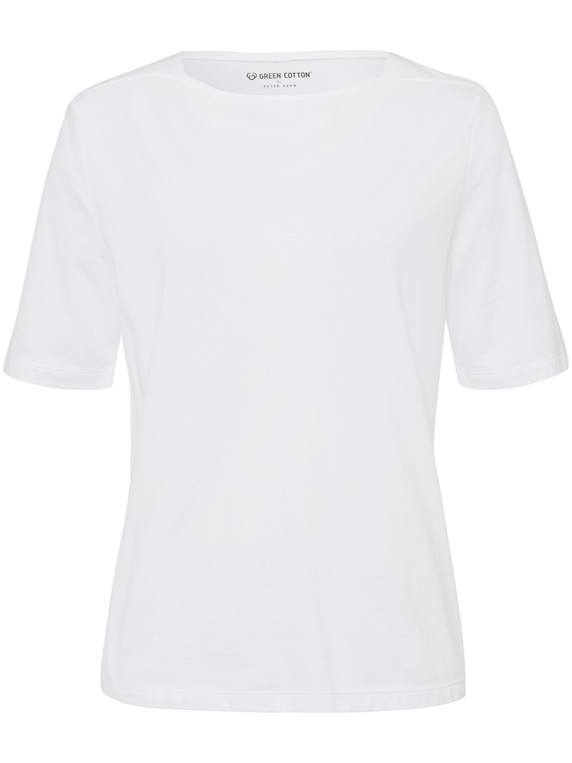 T-shirt van 100% katoen met boothals Van Green Cotton wit Kopen
