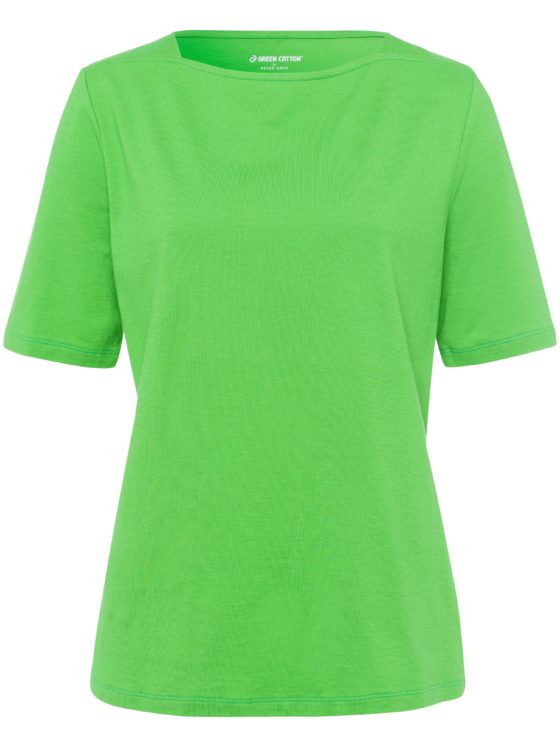 T-shirt van 100% katoen met boothals Van Green Cotton groen Kopen