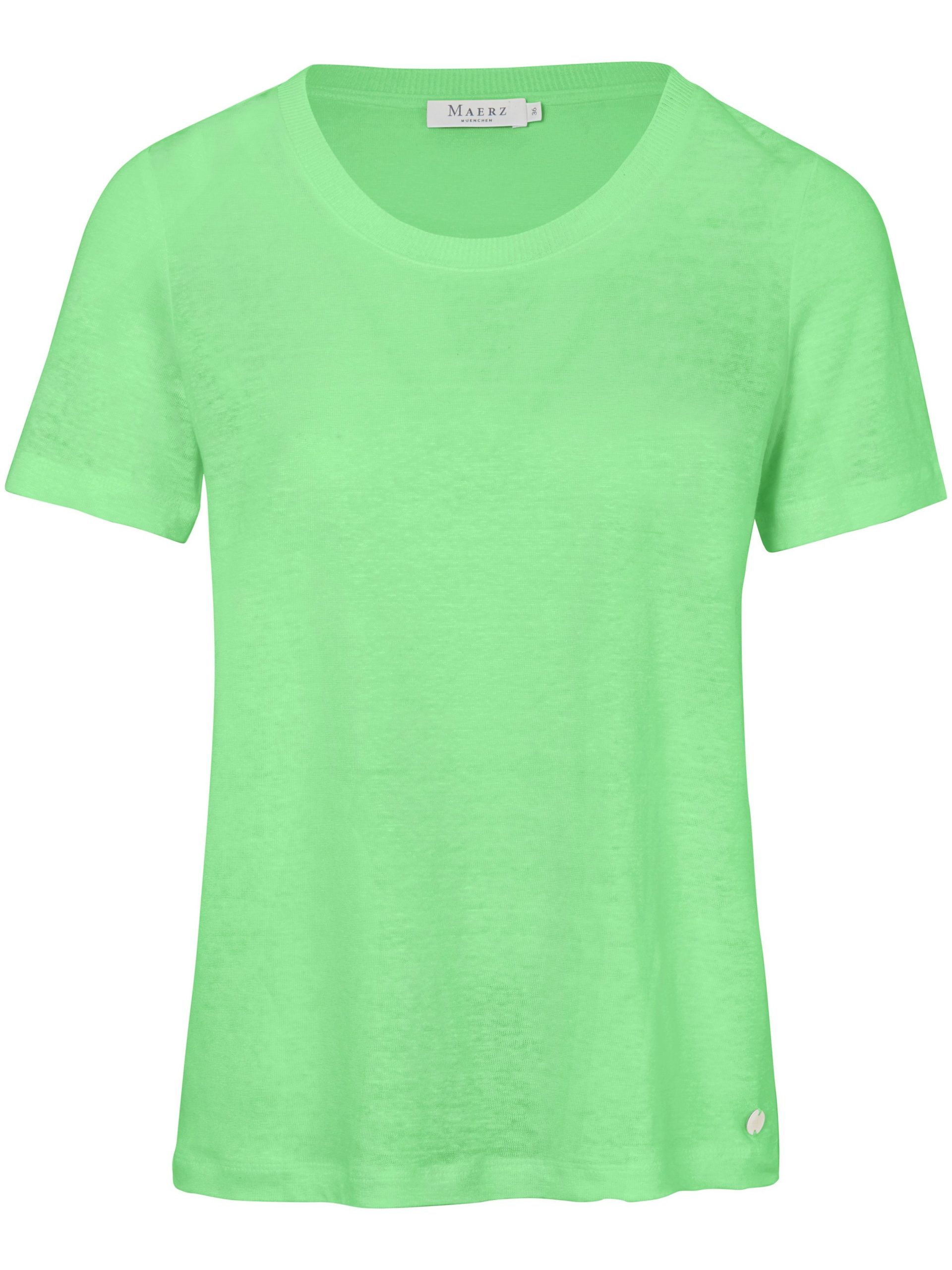 Shirt van 100% linnen met ronde hals Van MAERZ Muenchen groen Kopen