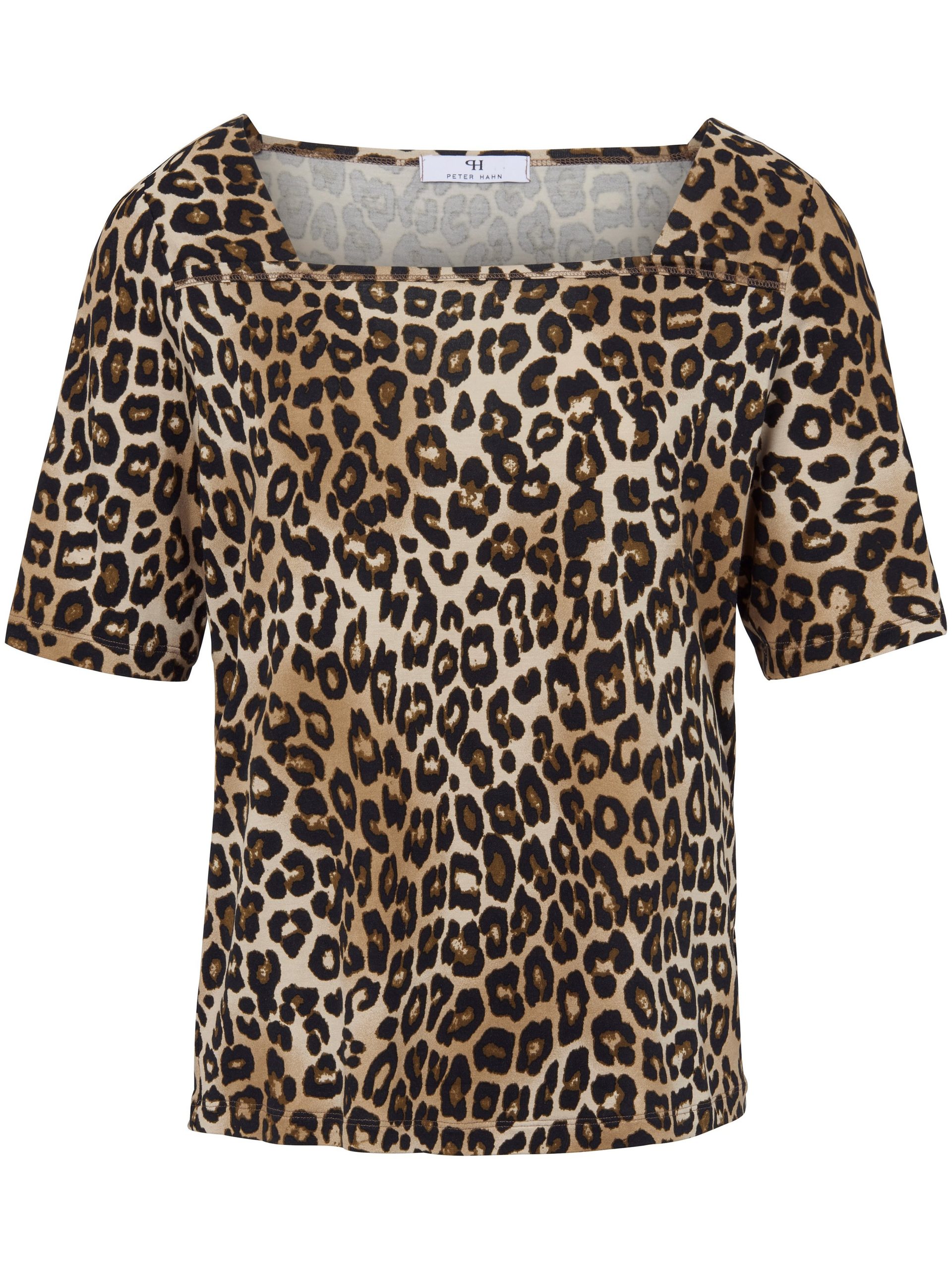 Shirt met carréhals en luipaardprint Van Peter Hahn multicolour Kopen