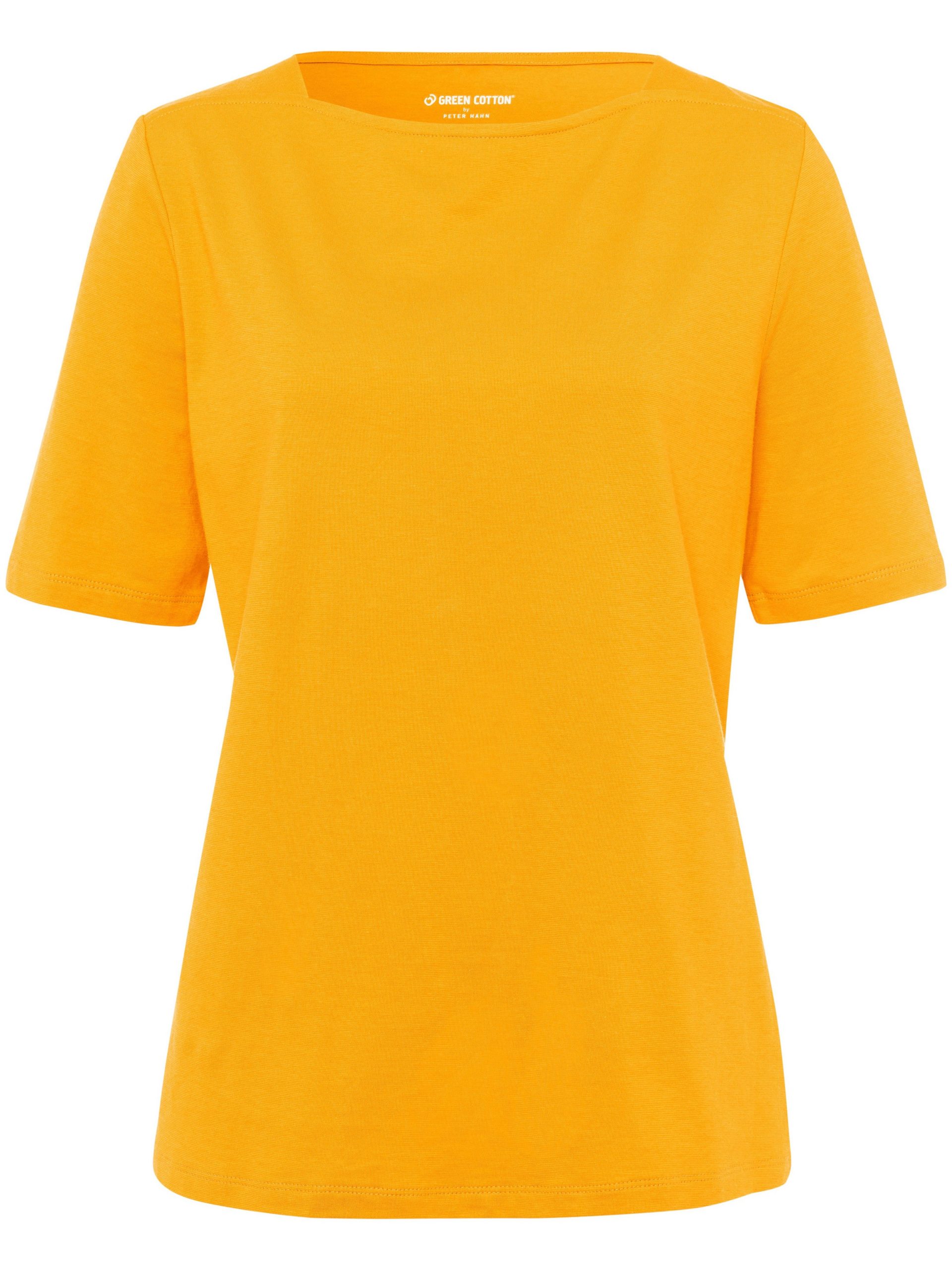 T-shirt van 100% katoen met boothals Van Green Cotton geel Kopen