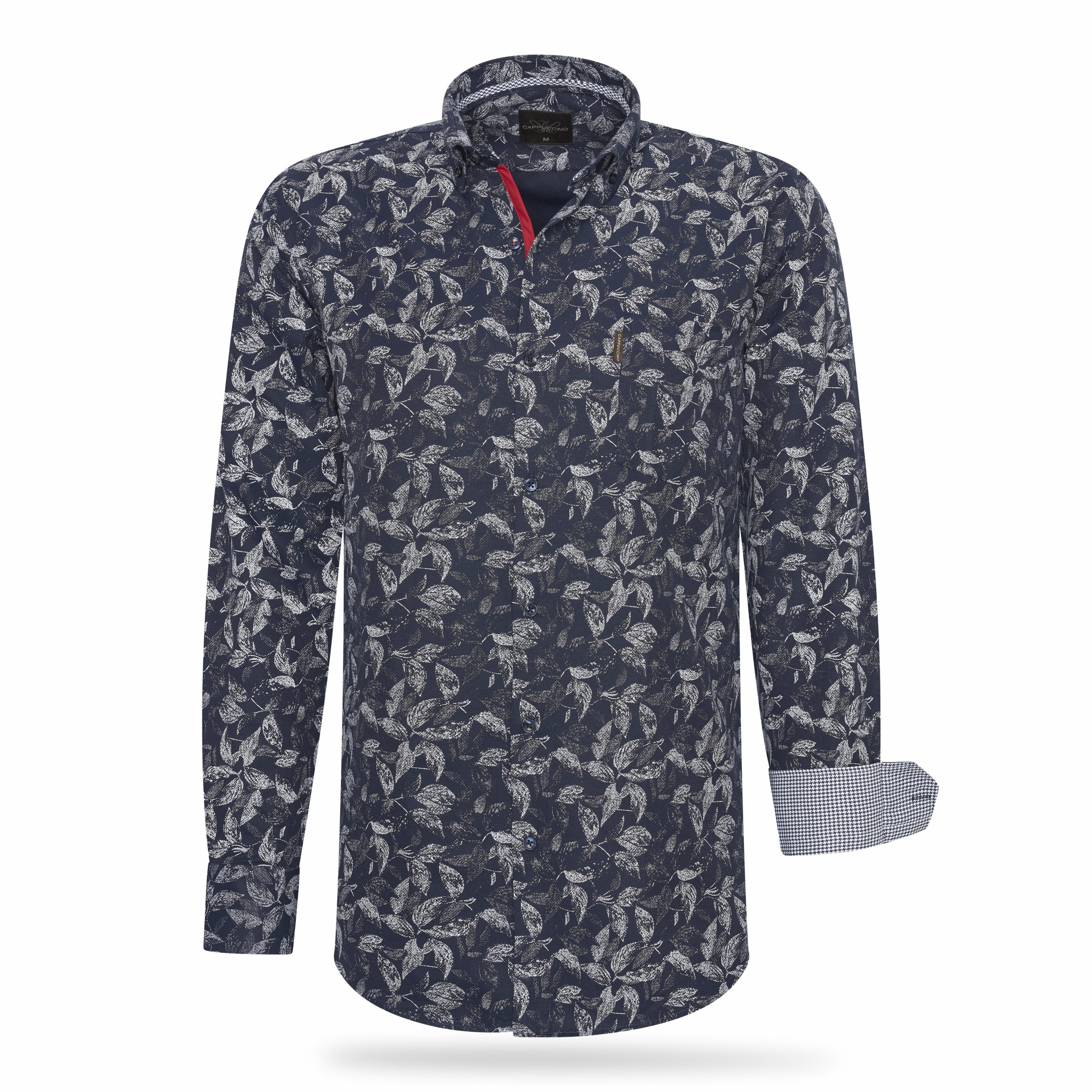 Regular Fit Overhemd Navy Leaves